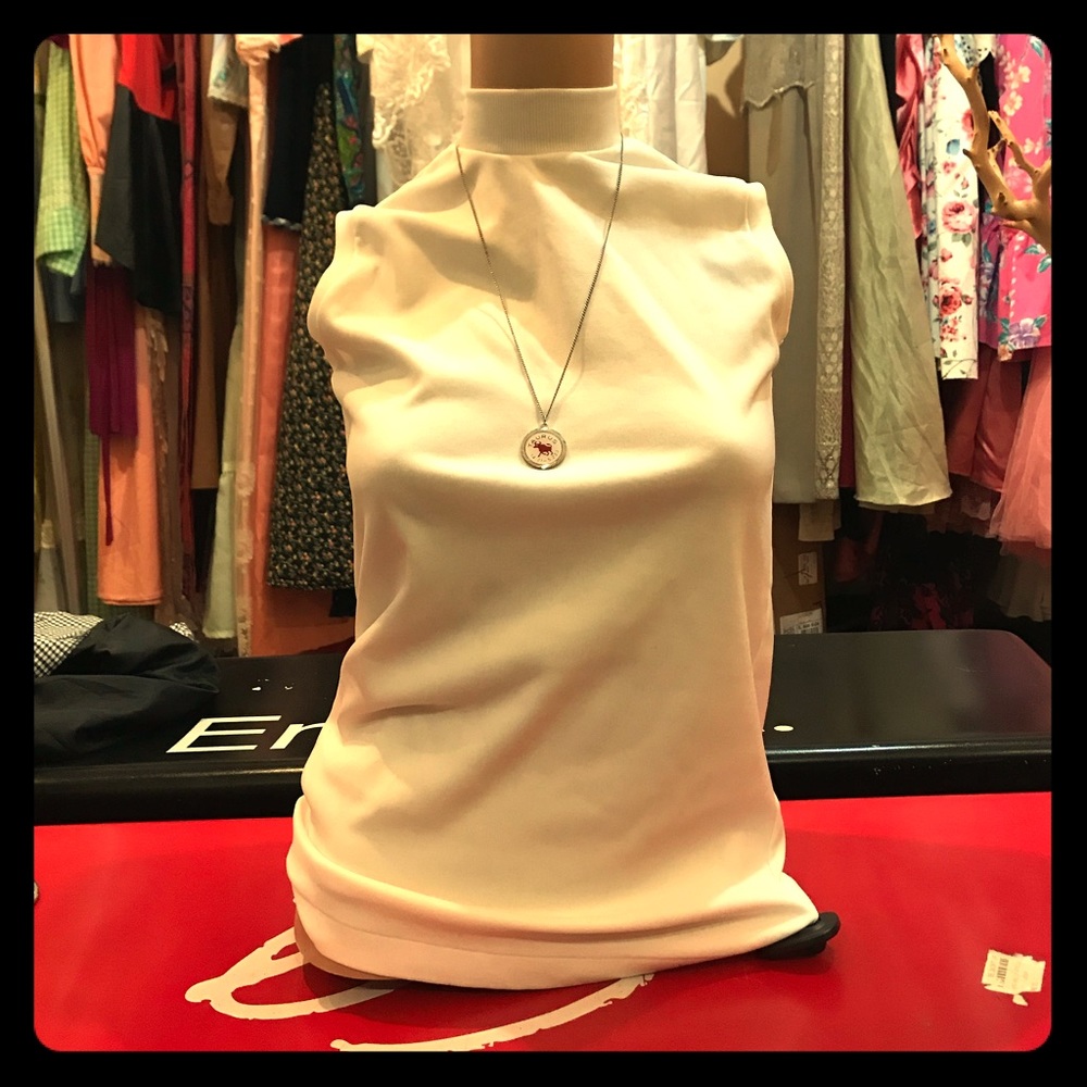 Sleeveless White Mock Neck